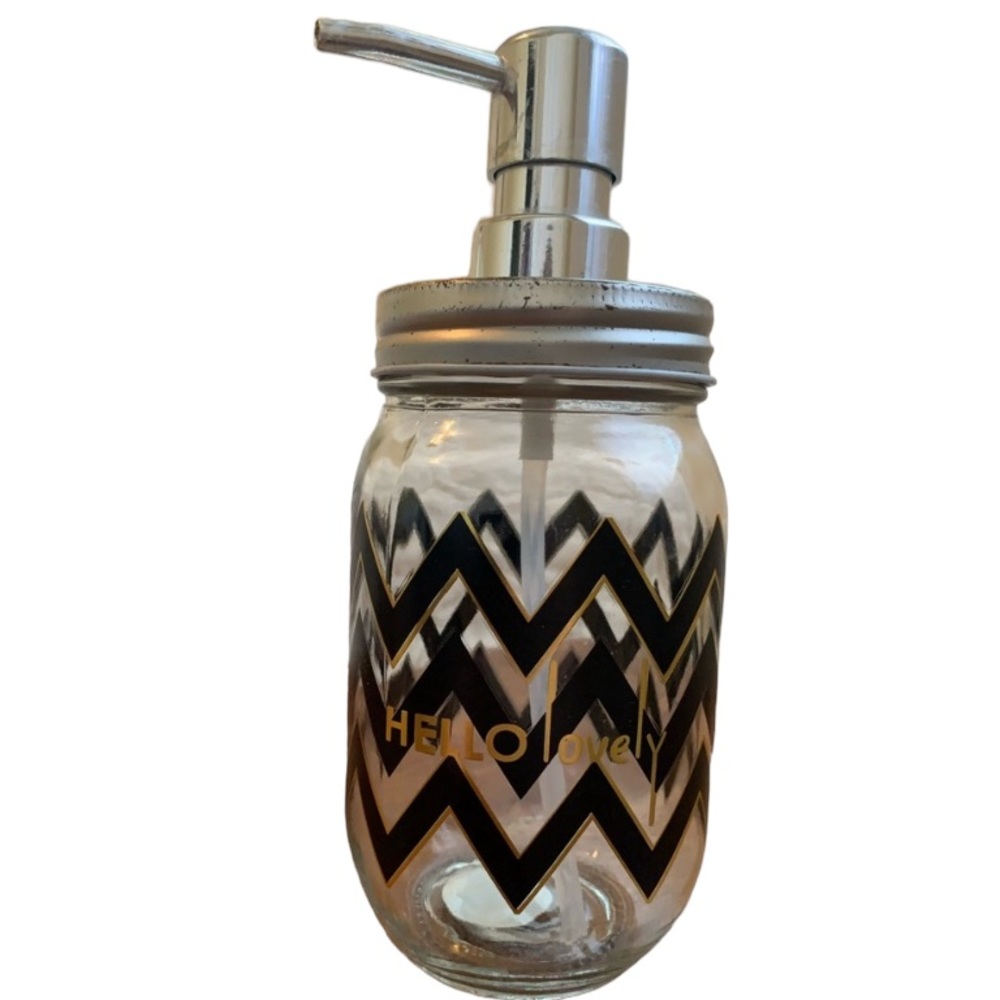 Hello Lovely Black & Gold Glass Soap Dispenser